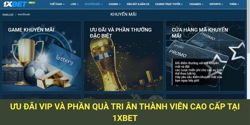 Các thành viên cấp cao tại 1xBET được hưởng đặc quyền VIP và phần quà đắt giá.